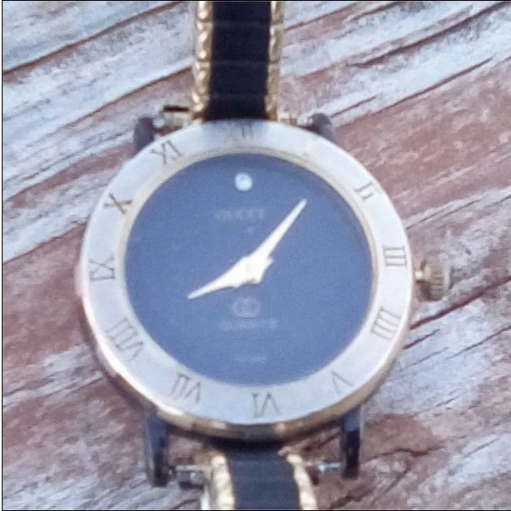 Vintage Black Dial Roman Numeral Stretch Watch Dial Marked Gucci